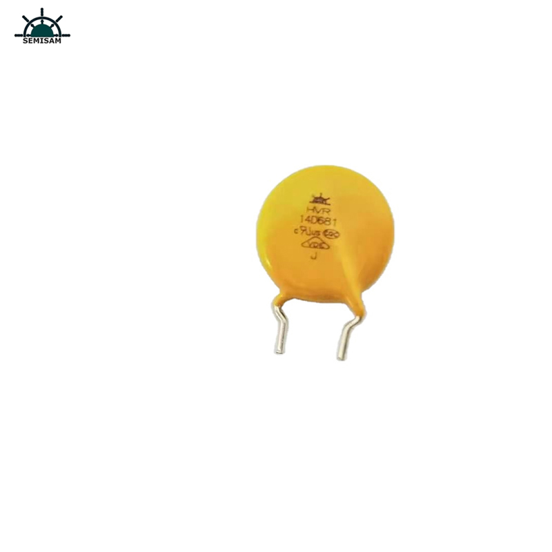ODM OEM Kina Surge Arrester Beskyttelsesindretning Gul epoxy harpiks Diameter 14mm 14D681 Zinkoxid Varistor Modstand