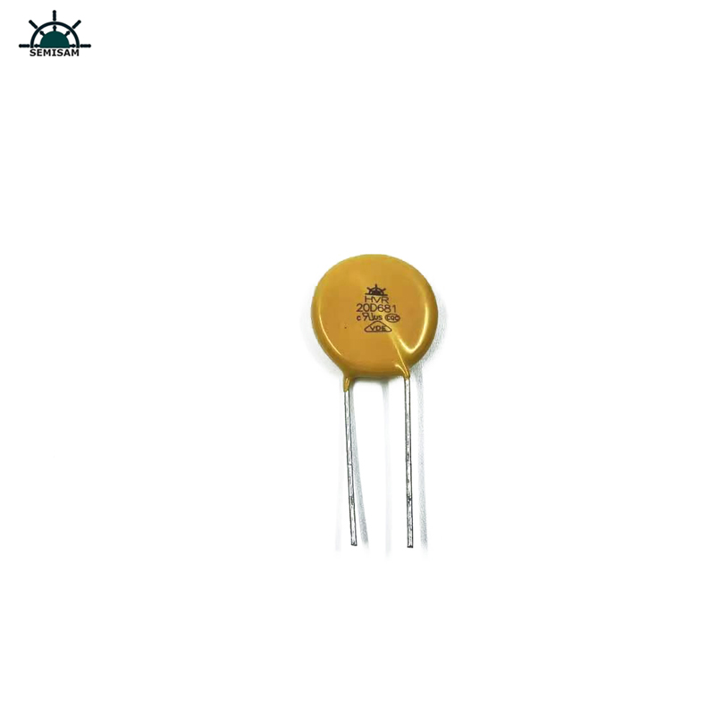 Kina ODM Elektronik Komponenter, Gul MOV 20mm HVR20D681K Zinkoxid Varistor til strømforsyningsudstyr