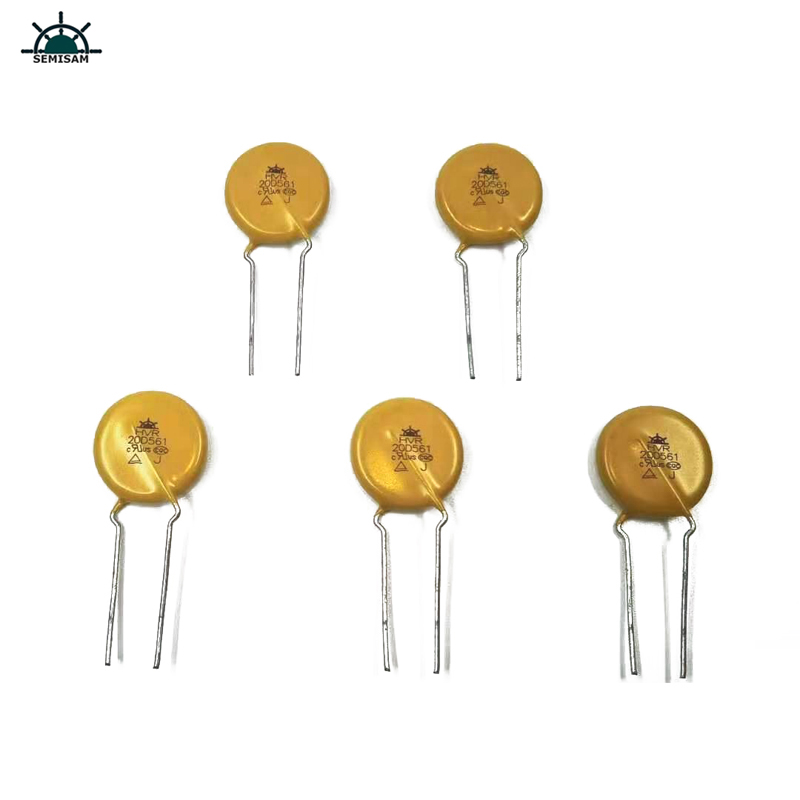 Kina ODM Electronics Components, Yellow MOV 20mm HVR20D561K Zinkoxid Varistor til husholdningsapparater